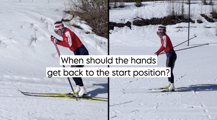 When should the hands get back to the start position?